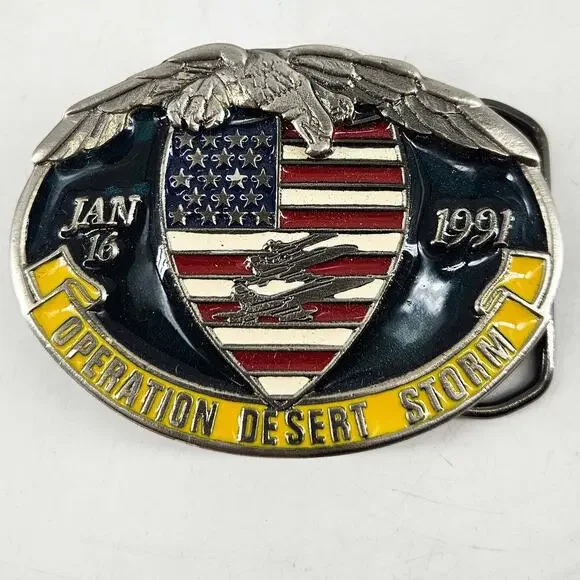 Operation Desert Storm JANUARY 16 1991 vintage belt buckle USA Army Military - Picture 1 of 2